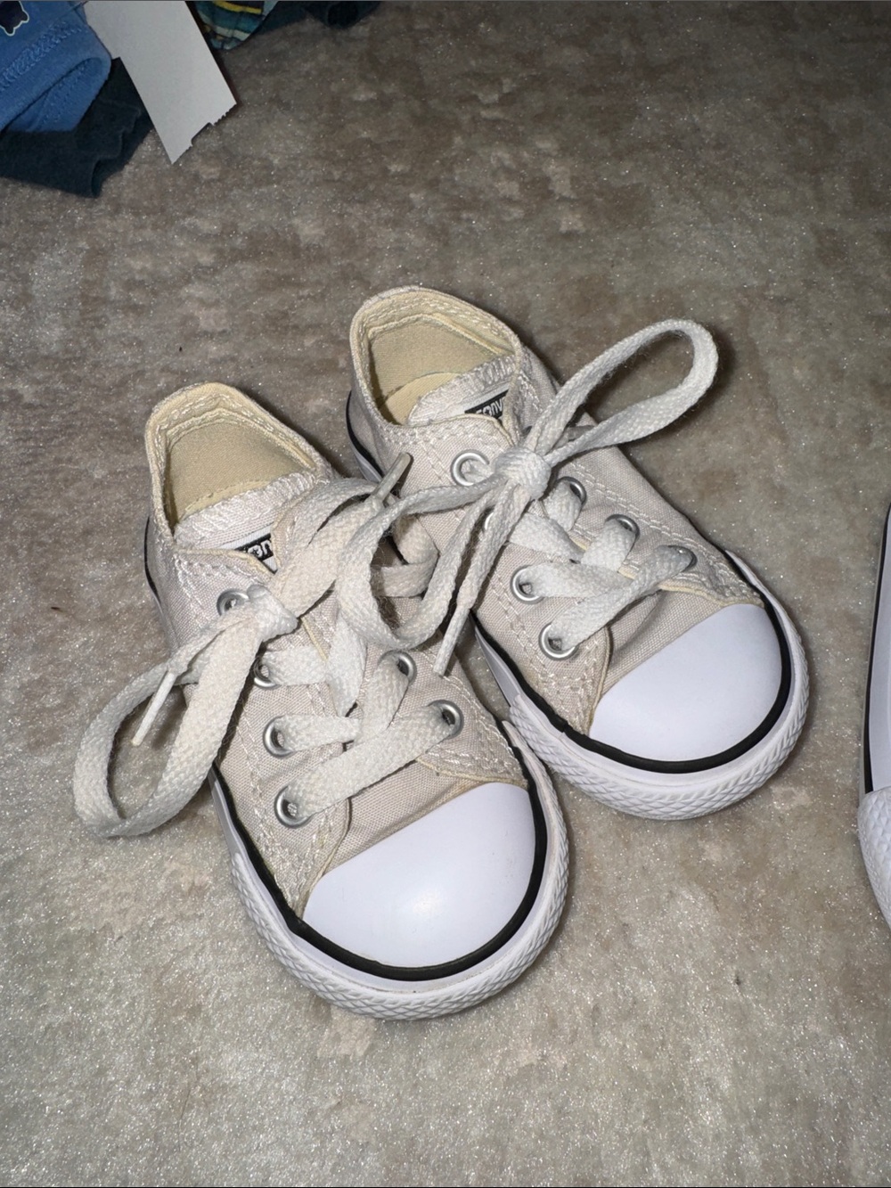 Converse Kids Canvas Sneaker Pair in White and Blue - Picture 2 of 3